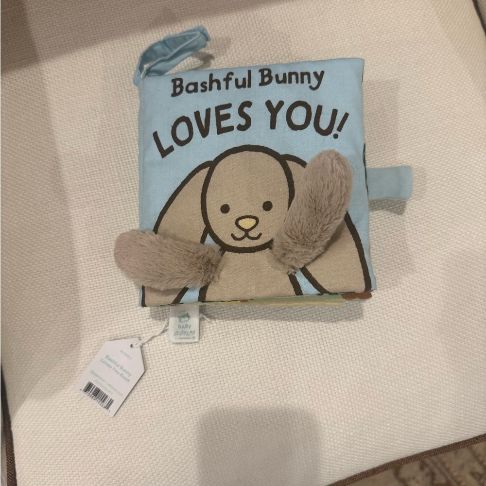 Jellycat NWT Bashful Bunny Soft Fabric Baby Book - Blue